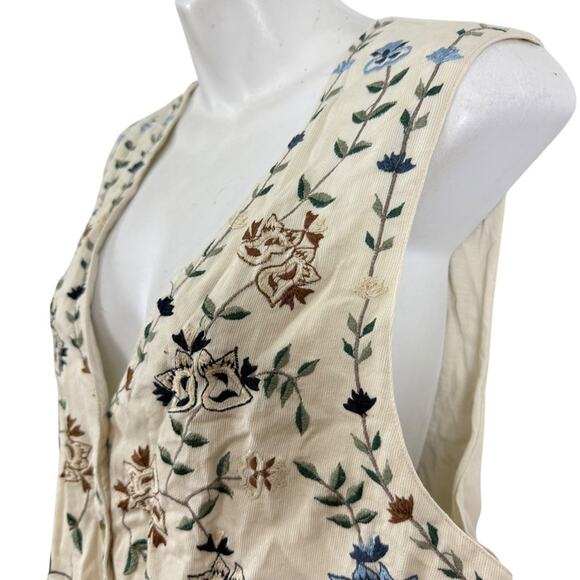 Summit Hill Womens Embroidered Vintage Floral Vest Ivory Womens 90ss sz M - Picture 11 of 16